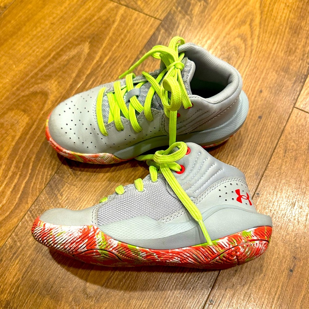 Under Armour Lockdown Boys Lime and Red Shoes